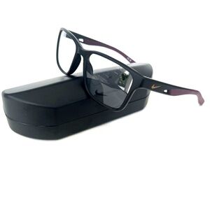 New NIKE Frames Unisex Acetate Black Burgundy 7014 002 55 17 145 Eyeglasses